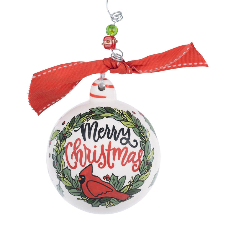 Merry Christmas Red Bird Wreath Ornament - GLORY HAUS 