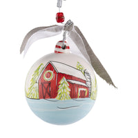 Tis the Season Red Barn Ornament - GLORY HAUS 