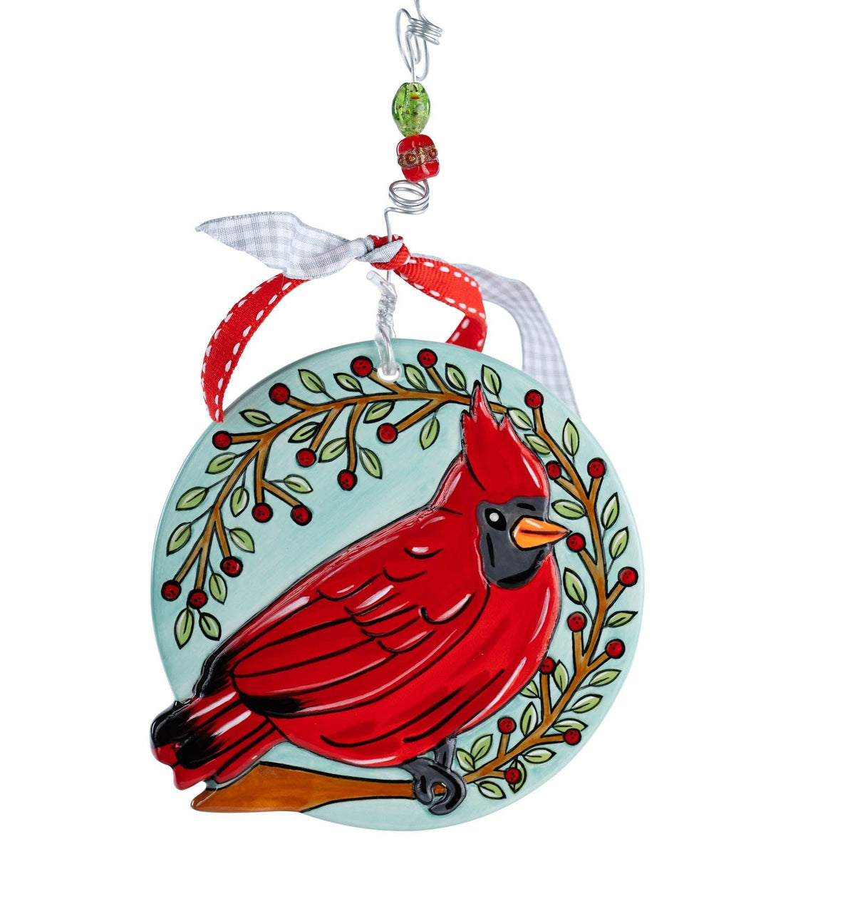 Cardinal Wreath Flat Ornament - GLORY HAUS 