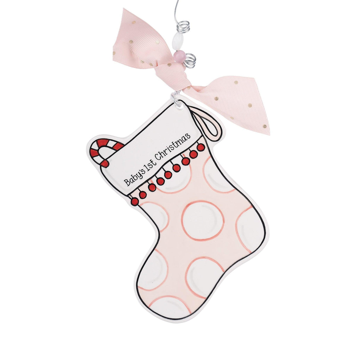 Pink Stocking Flat Ornament - GLORY HAUS 