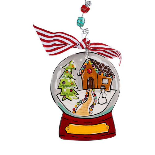 Gingerbread House Snowglobe Flat Ornament - GLORY HAUS 
