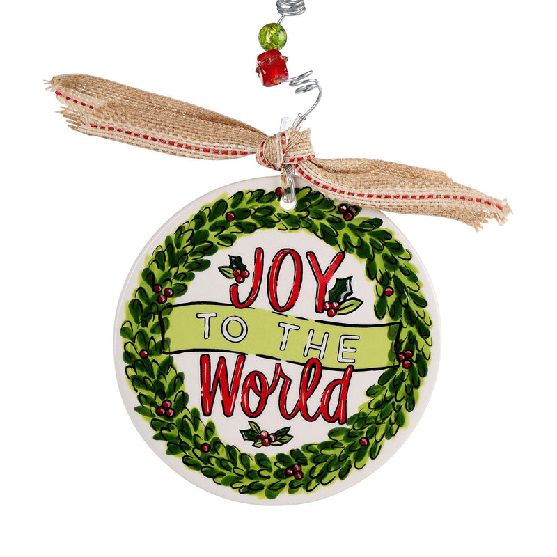 Joy to The World Wreath Flat Ornament - GLORY HAUS 