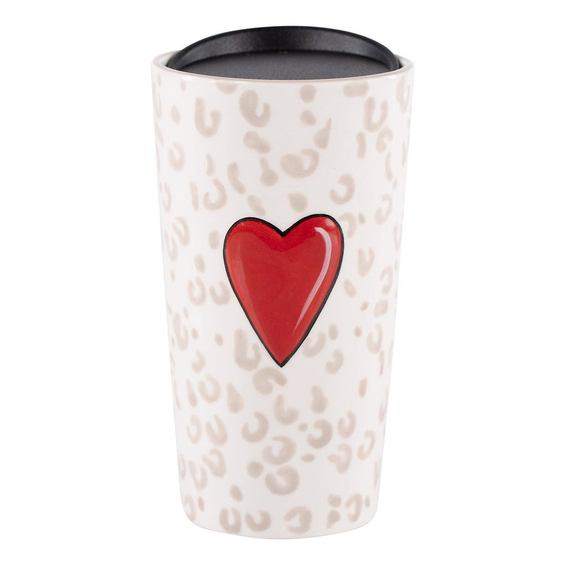 Red Heart Cheetah Travel Mug - GLORY HAUS 