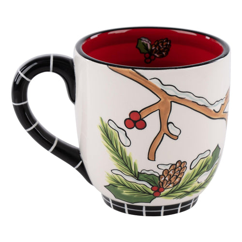 Holly Branch Red Bird Mug - GLORY HAUS 