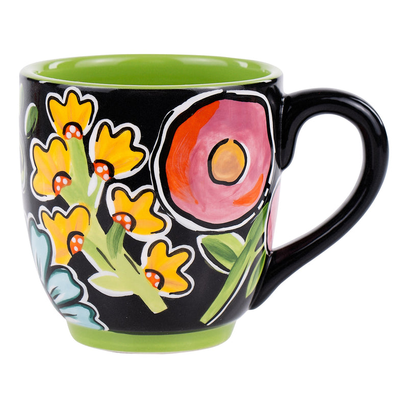 Black Floral Mug