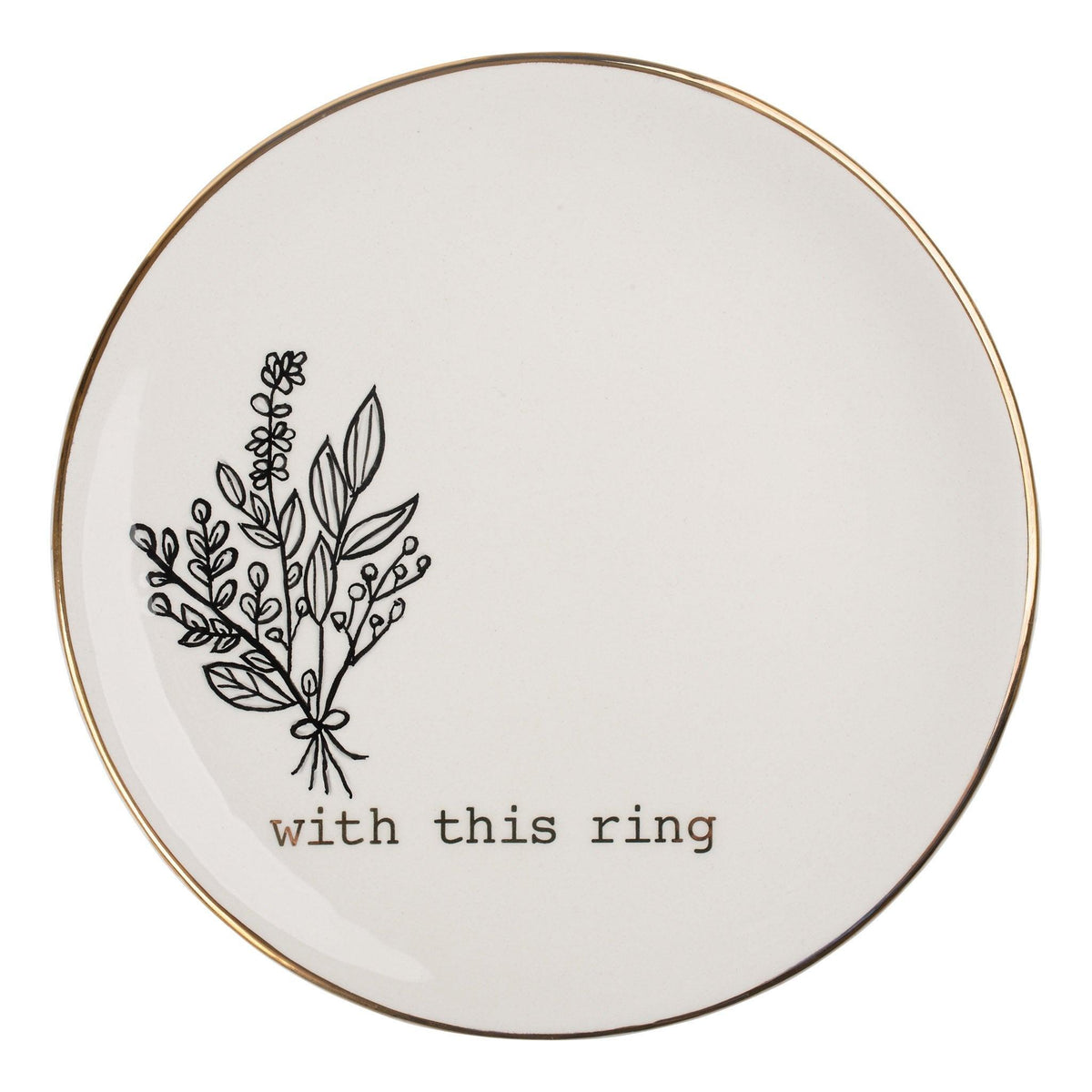 Elegant White & Gold Ring Dish for Newlyweds & Married Couples