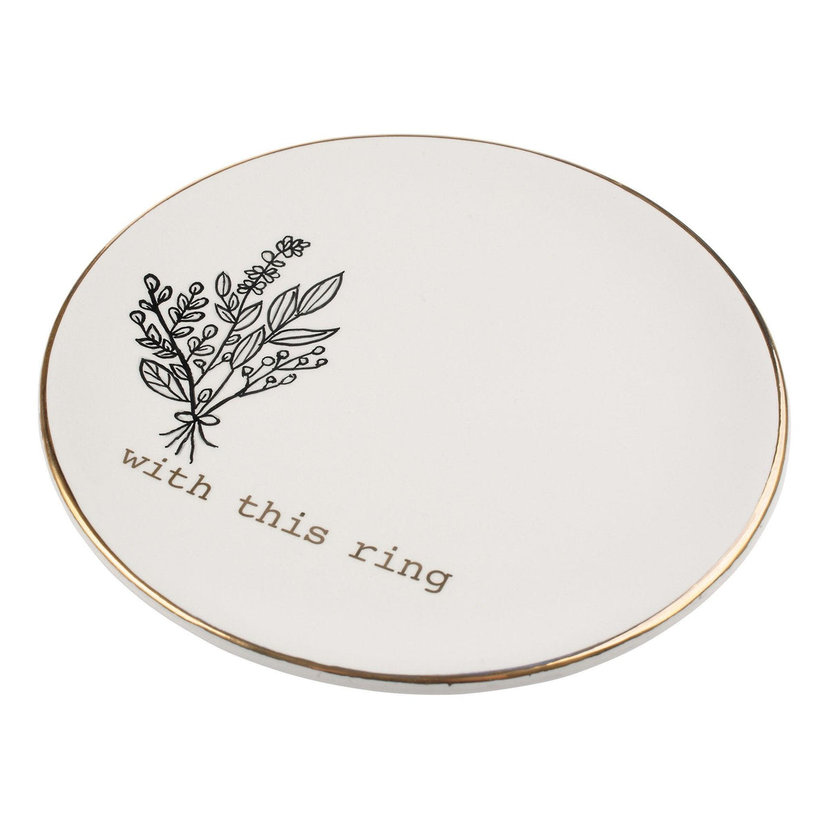 Elegant White & Gold Ring Dish for Newlyweds & Married Couples