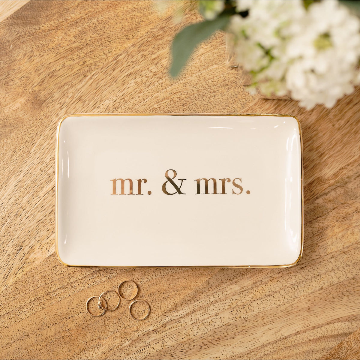 Gold Mr. & Mrs. Trinket Tray