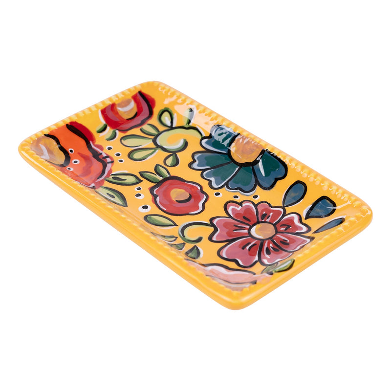 Yellow Floral Trinket Tray