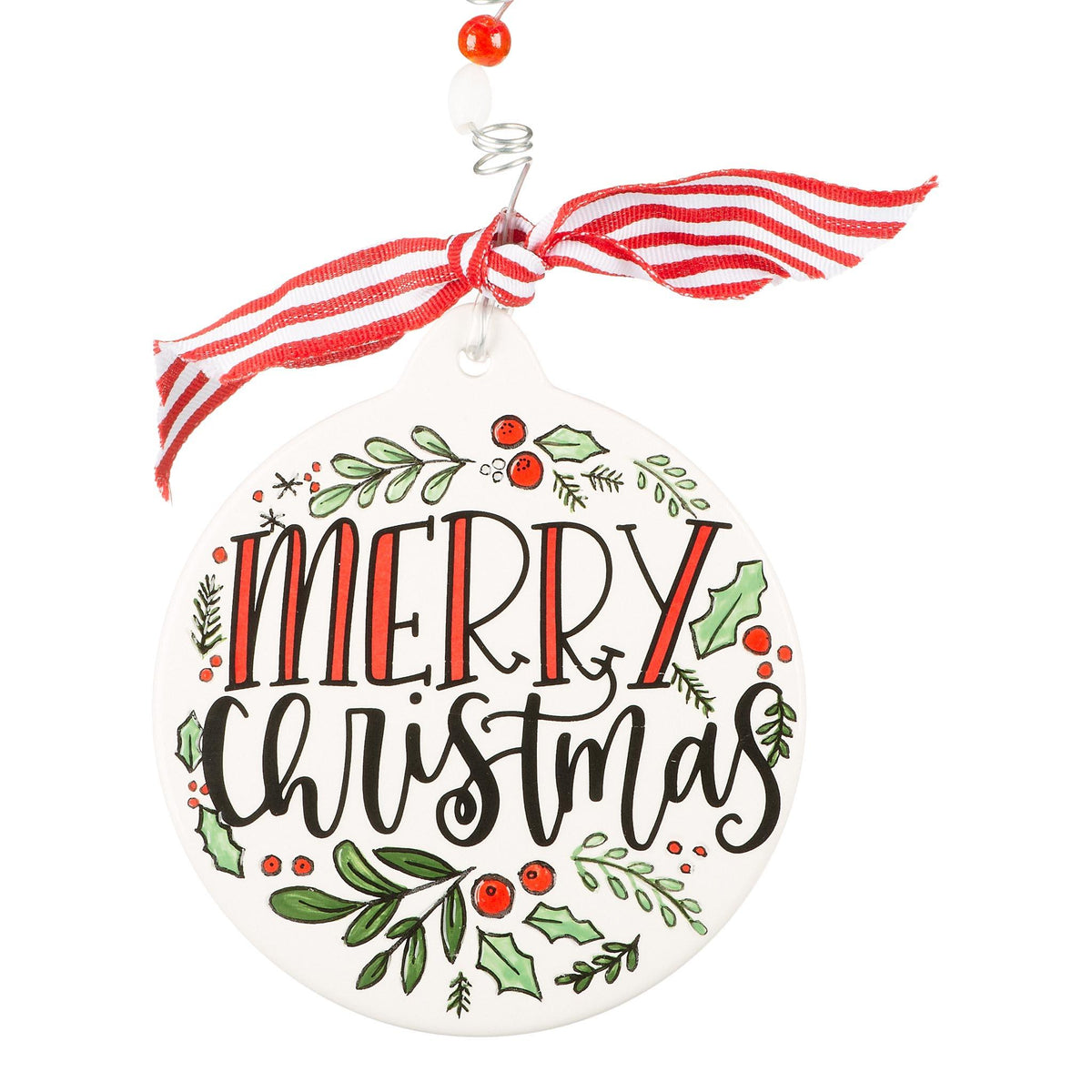 Merry Christmas Holly Flat Ornament - GLORY HAUS 