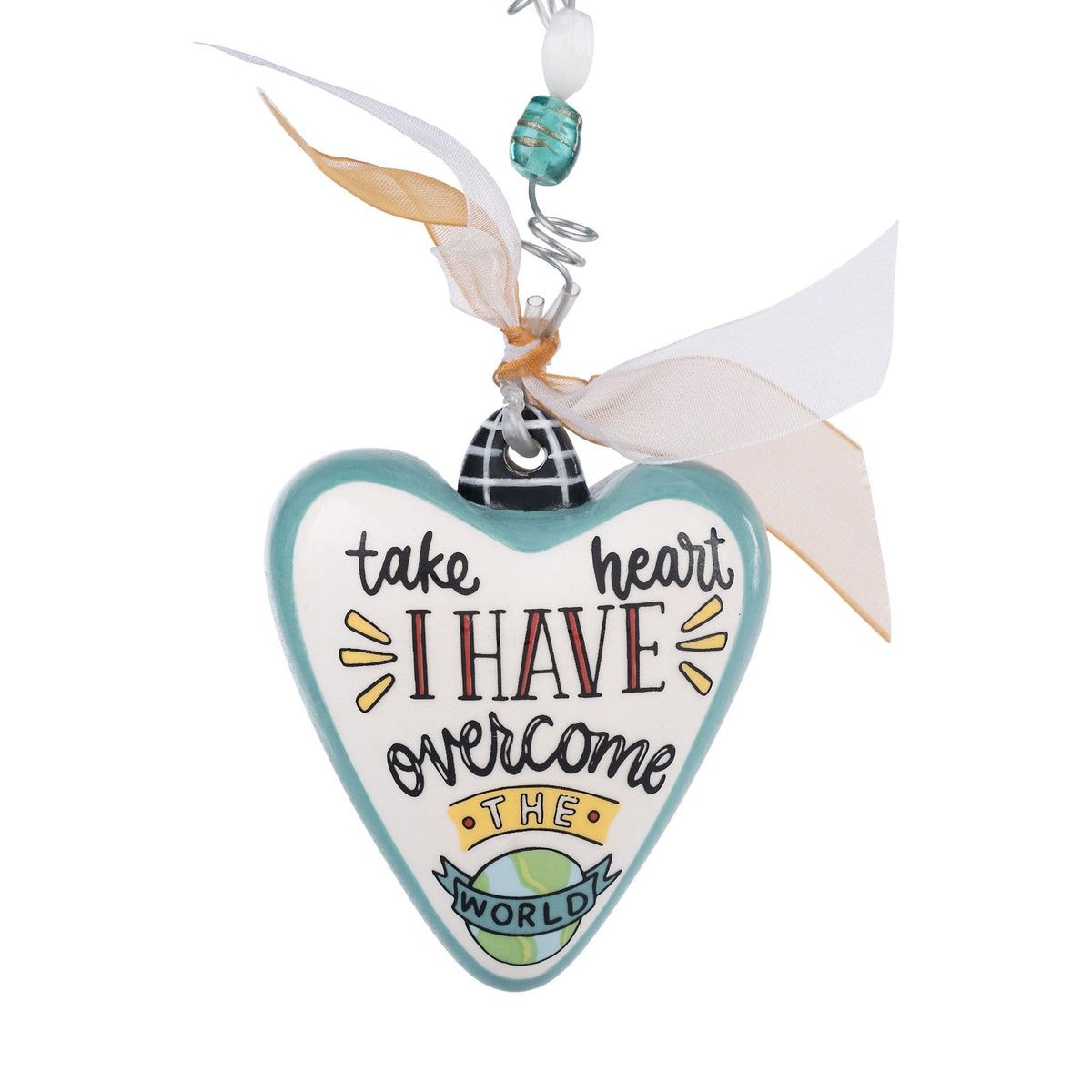 Overcome The World World Heart Ornament - GLORY HAUS 