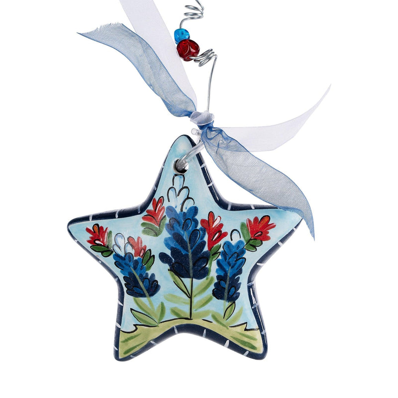Bluebonnet Indian Paintbrush Star Ornament - GLORY HAUS 