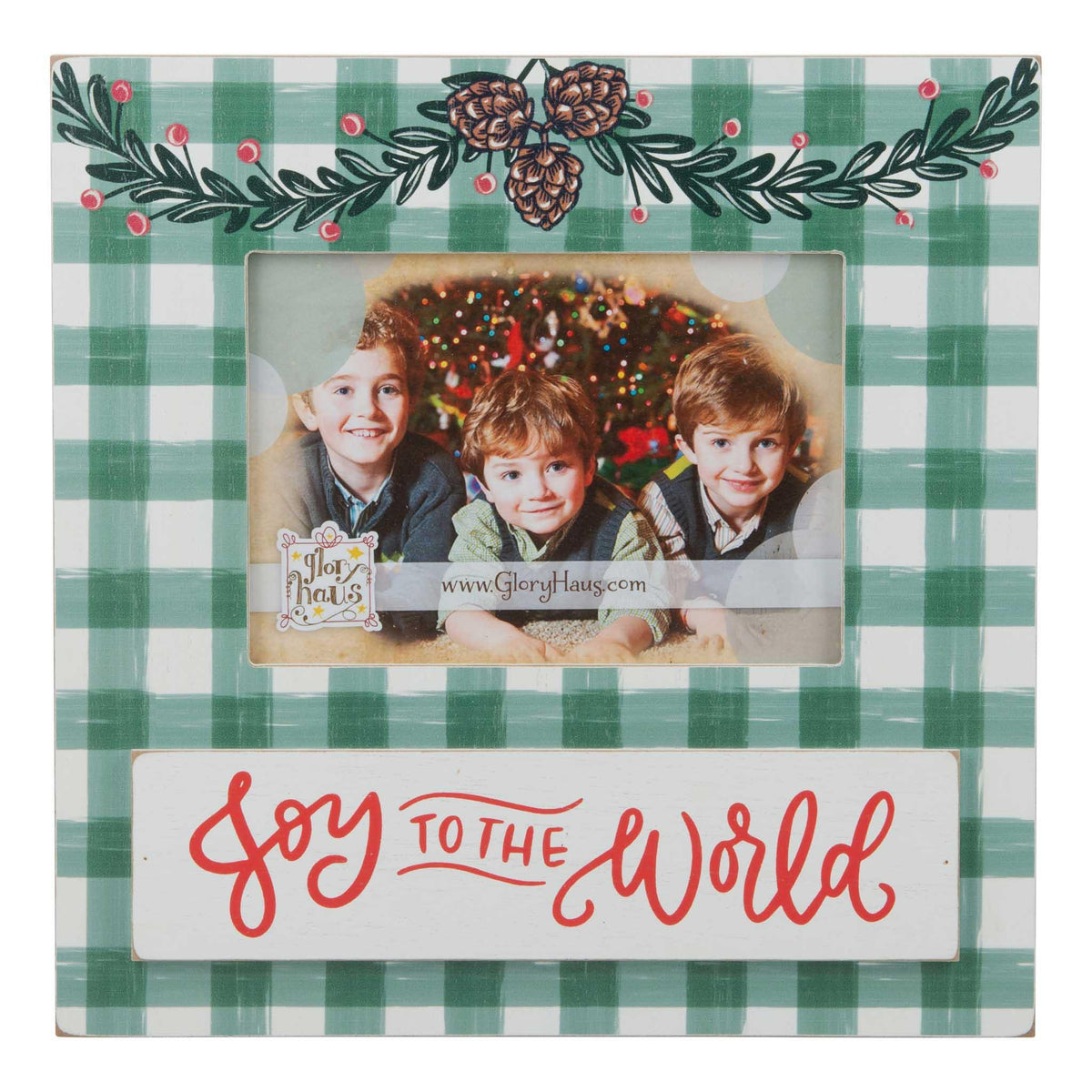 Joy to the World Plaid Frame - GLORY HAUS 