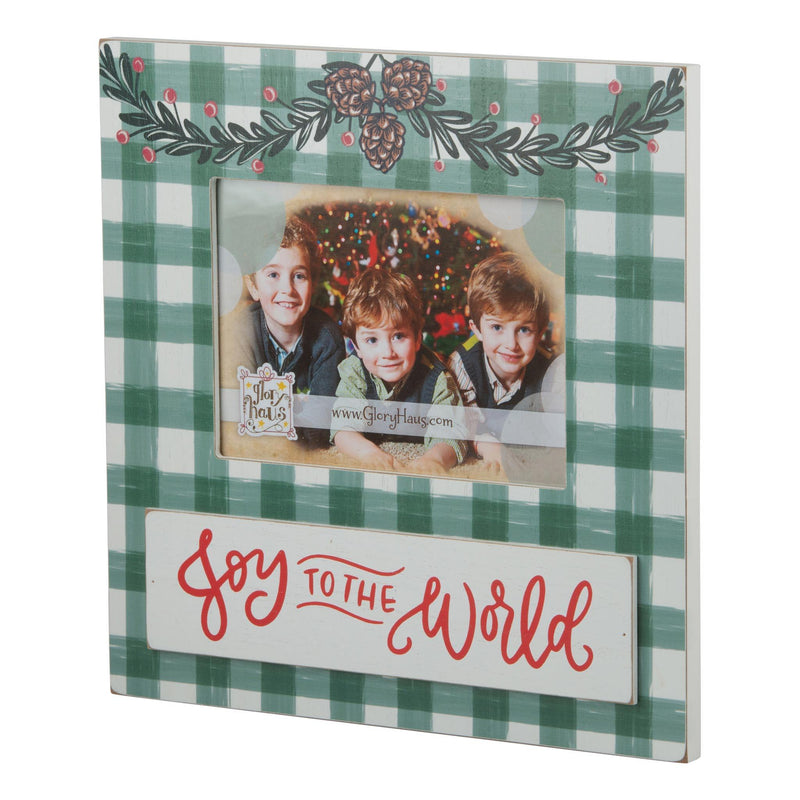 Joy to the World Plaid Frame - GLORY HAUS 