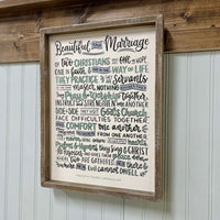 Beautiful the Marriage Framed Board Small