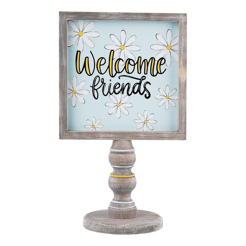 Welcome Friends Daisy Wood Stand - GLORY HAUS 