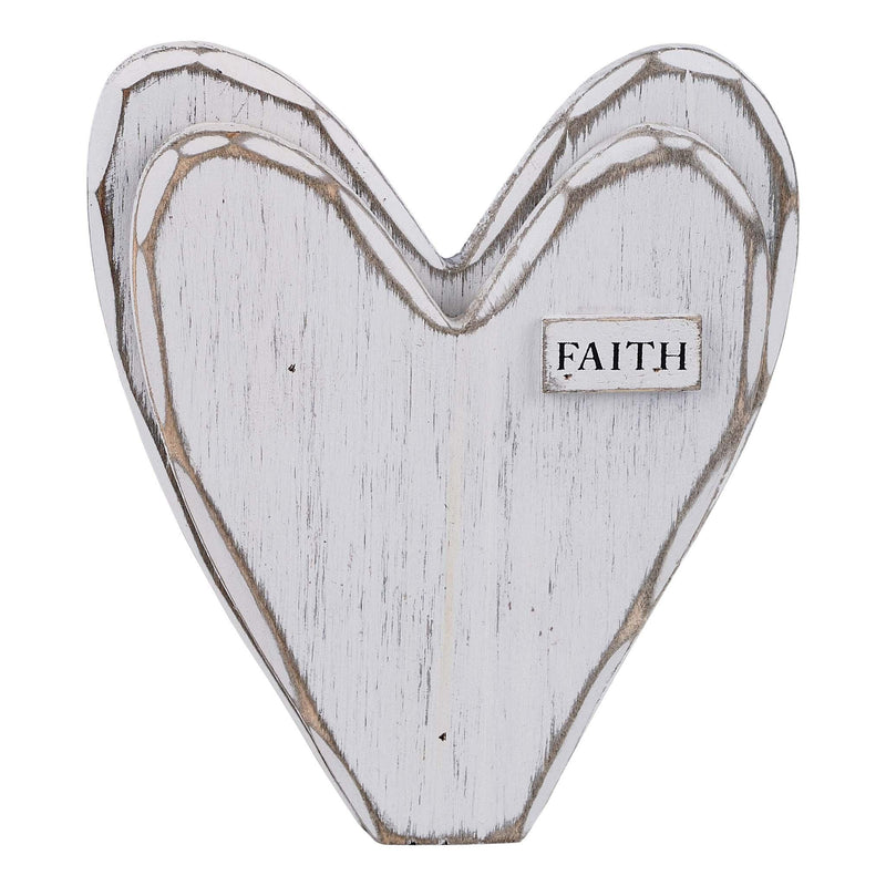 Faith White Wooden Heart - GLORY HAUS 