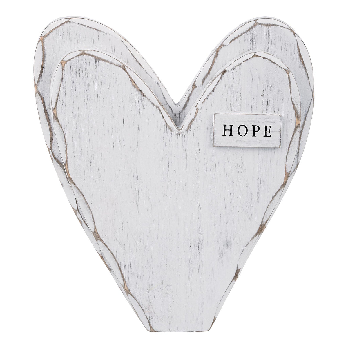 Hope White Wooden Heart - GLORY HAUS 