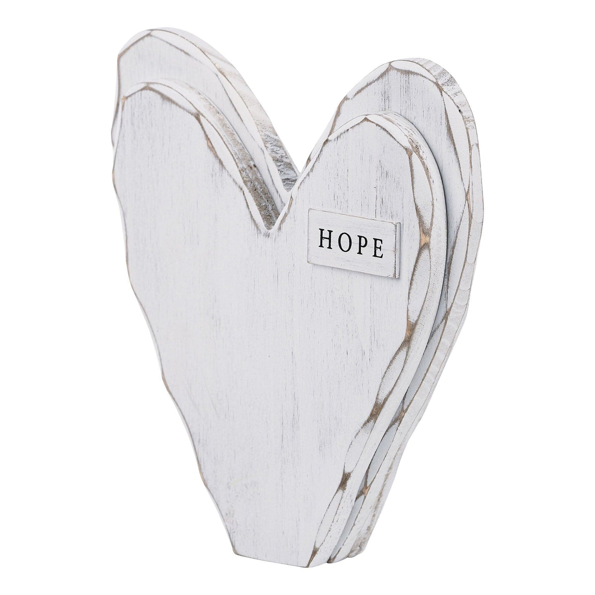 Hope White Wooden Heart - GLORY HAUS 