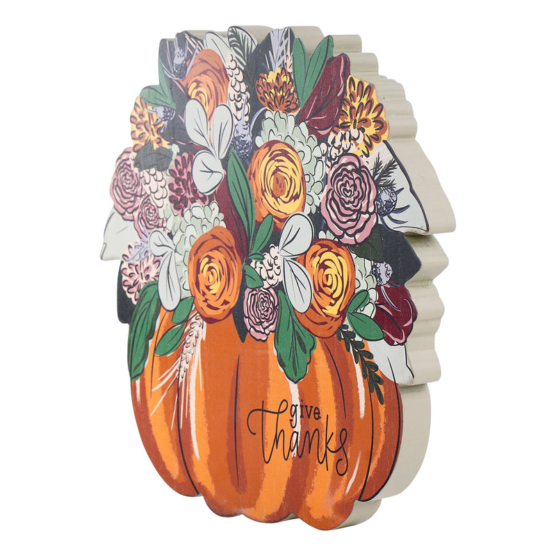 Floral Wooden Pumpkin