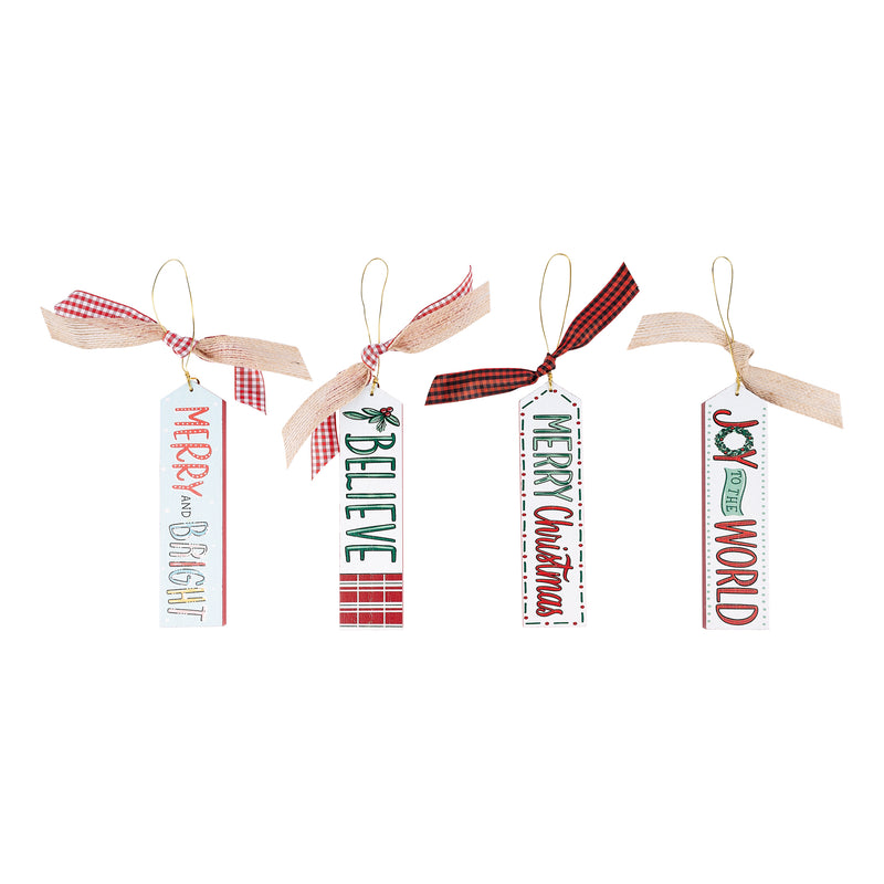 Christmas Ornaments Wood Set of 4