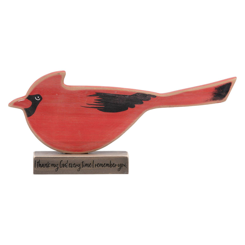 I Thank My God Red Bird Wooden Stand - GLORY HAUS 