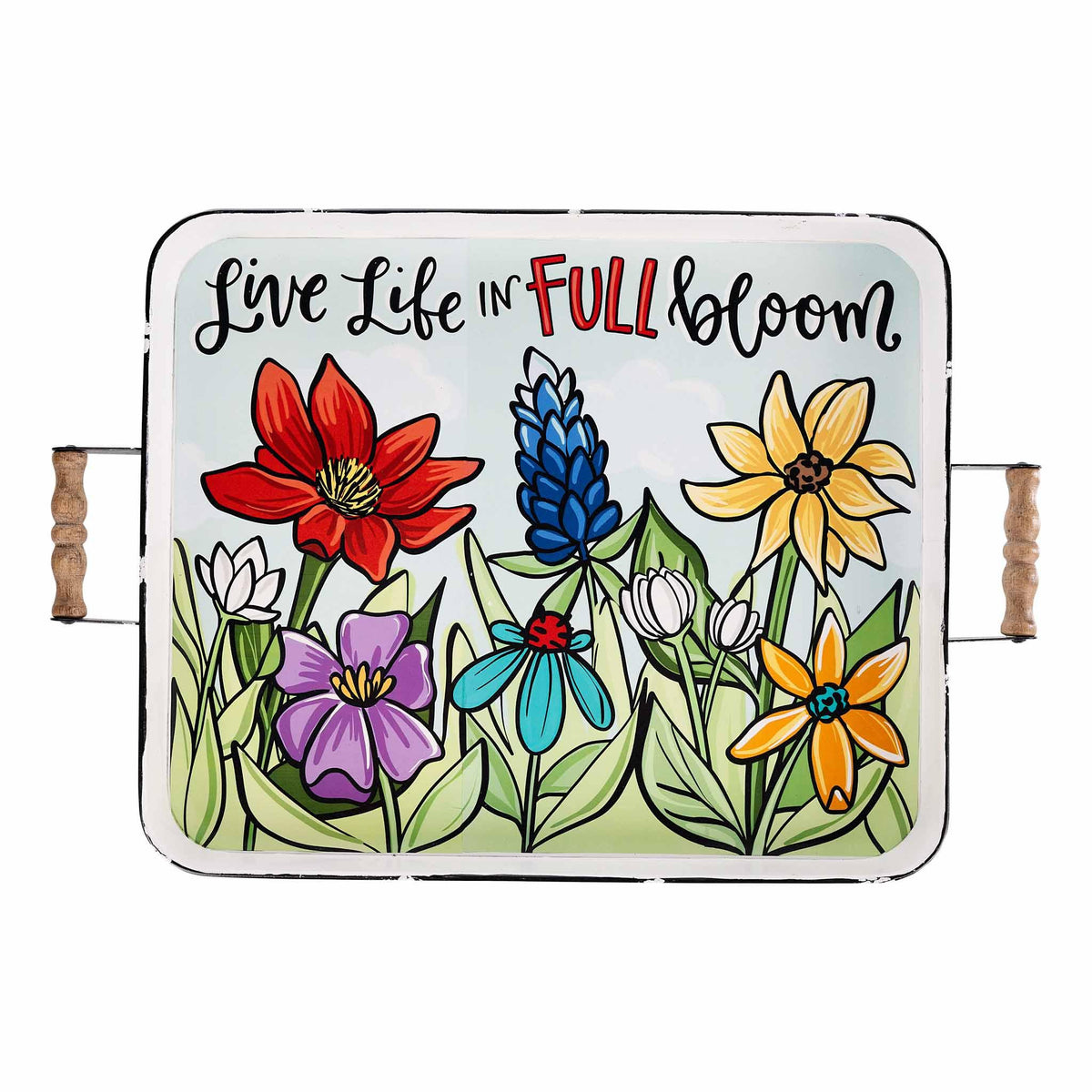 Live Life Full Bloom Enamel Tray - GLORY HAUS 