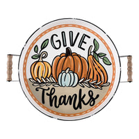 Pumpkin Give Thanks Enamel Tray - GLORY HAUS 