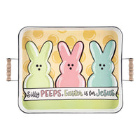 Three Silly Peeps Enamel Tray - GLORY HAUS 