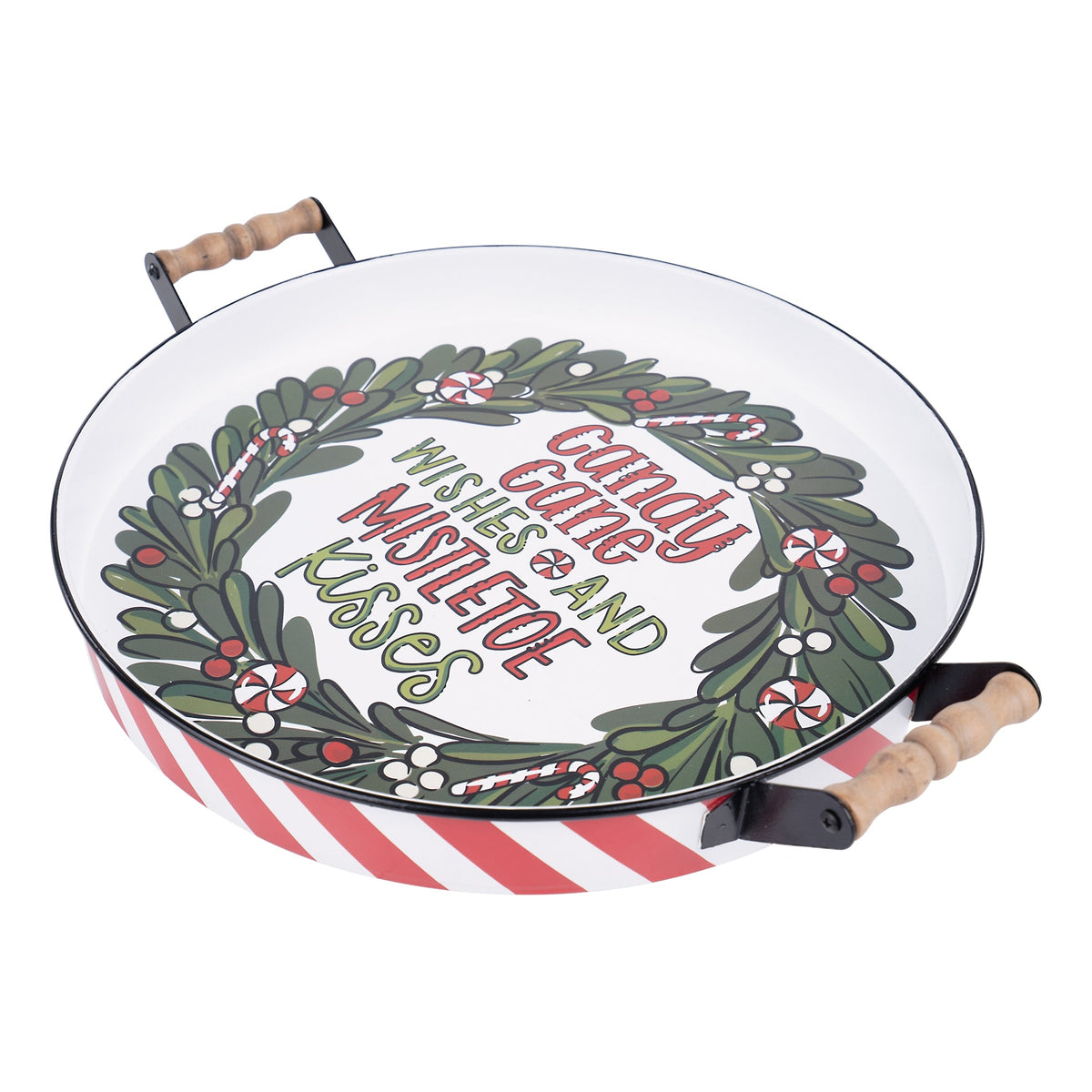 Candy Cane Wishes Enamel Tray