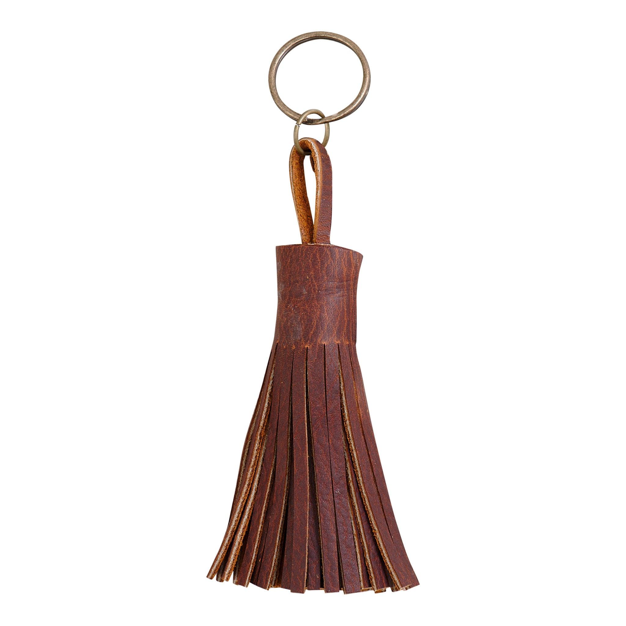 Elevate Your Key Game with Our Leather O Circle Tassel Wristlet