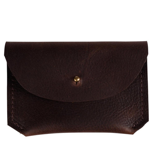 Leather Card Carrier in Chocolate Brown - GLORY HAUS 