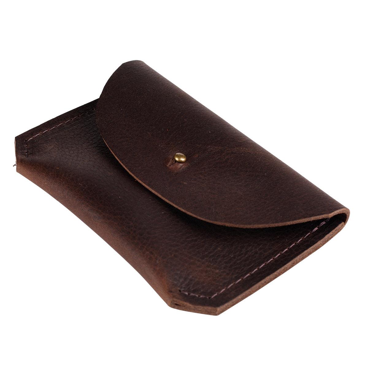 Leather Card Carrier in Chocolate Brown - GLORY HAUS 