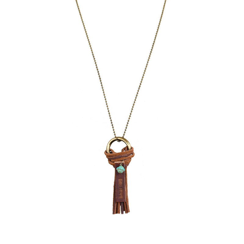 ROP-Believe Leather Tassle Necklace - GLORY HAUS 