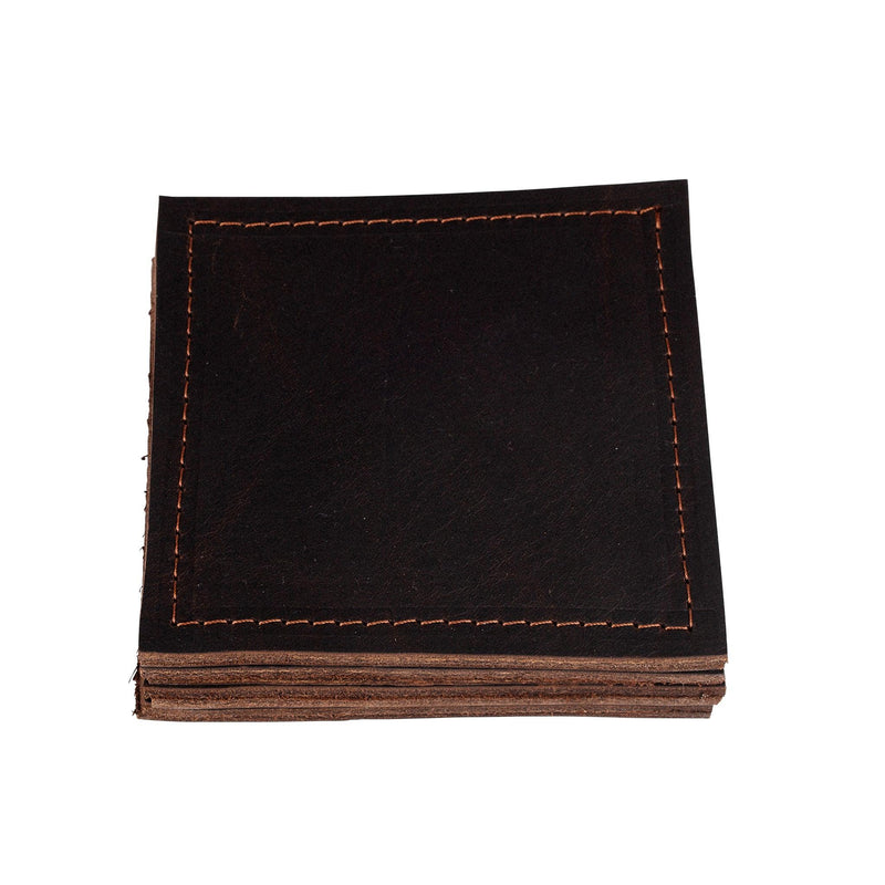 Leather Coaster Set in Chocolate Brown - GLORY HAUS 