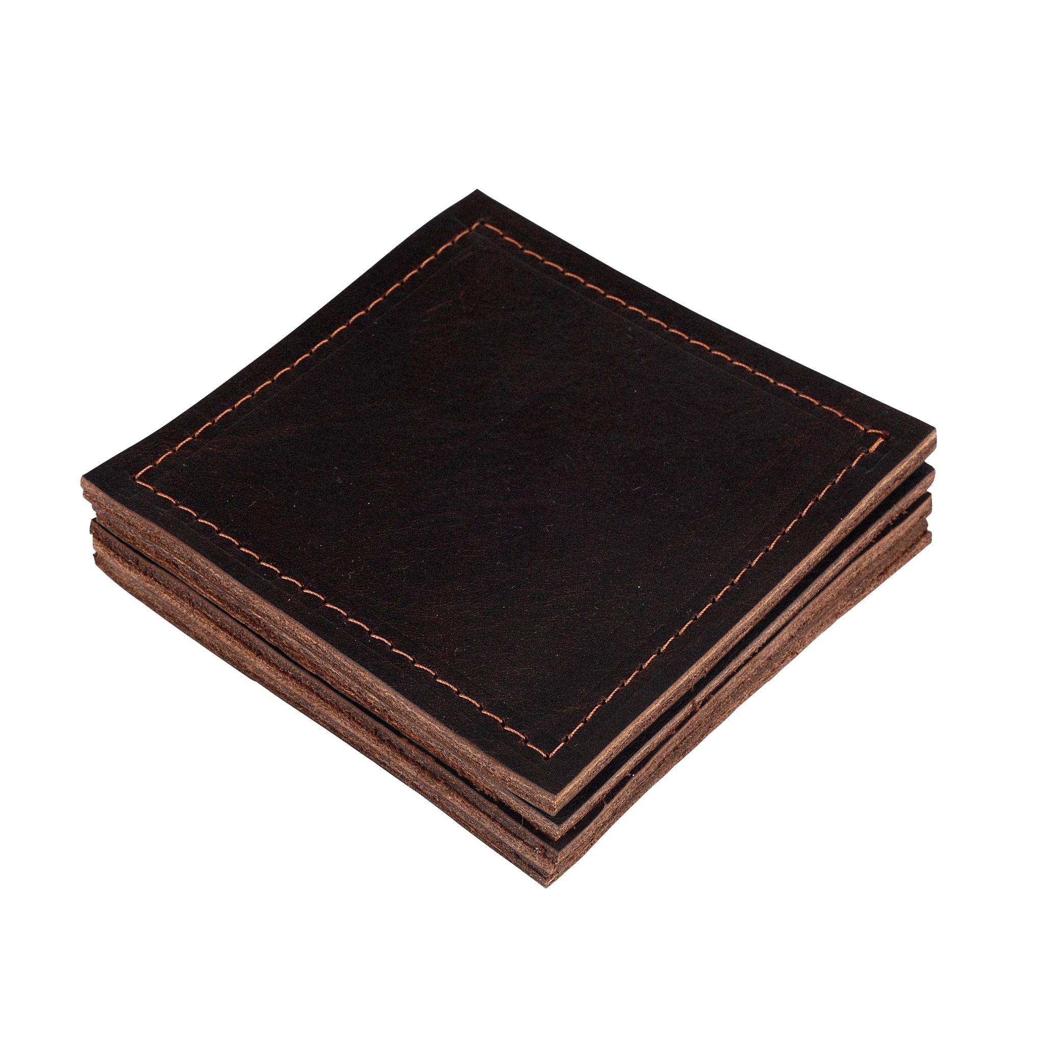 ★スタンダードMiniクッションbrown Hand-Crafted Leather Coaster Set in Chocolate Brown – GLORY HAUS