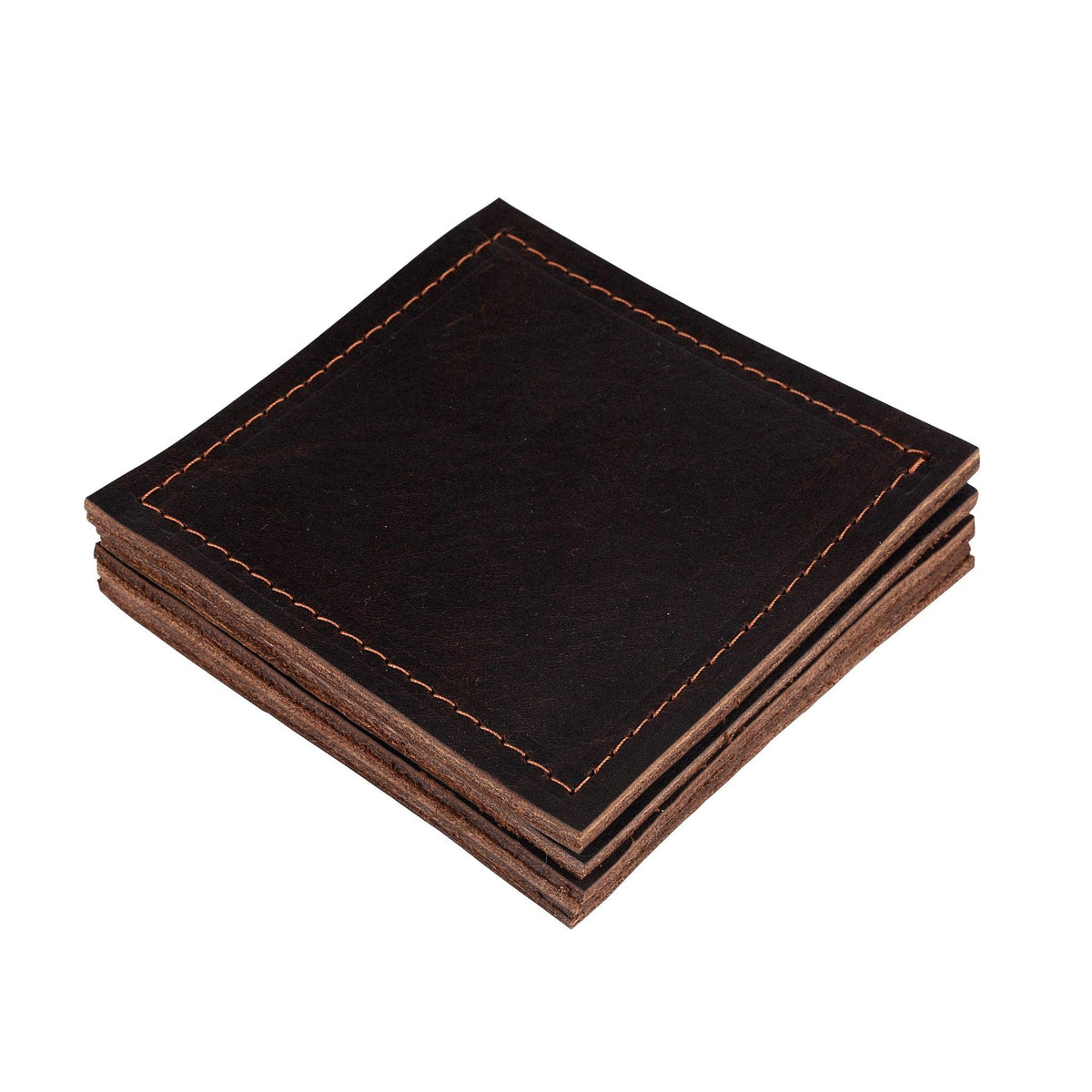 Leather Coaster Set in Chocolate Brown - GLORY HAUS 