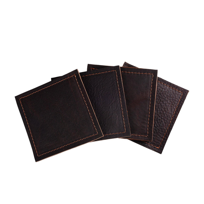 Leather Coaster Set in Chocolate Brown - GLORY HAUS 