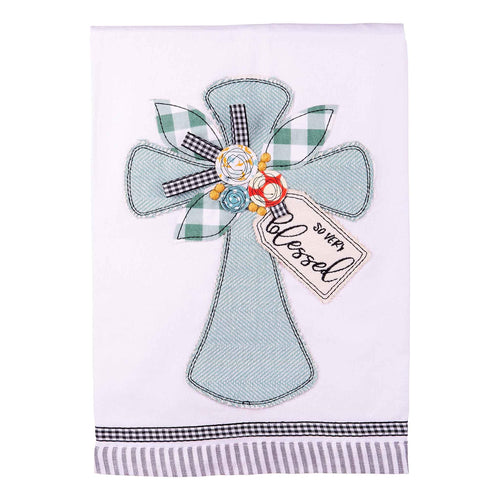 So Very Blessed Cross Tea Towel - GLORY HAUS 