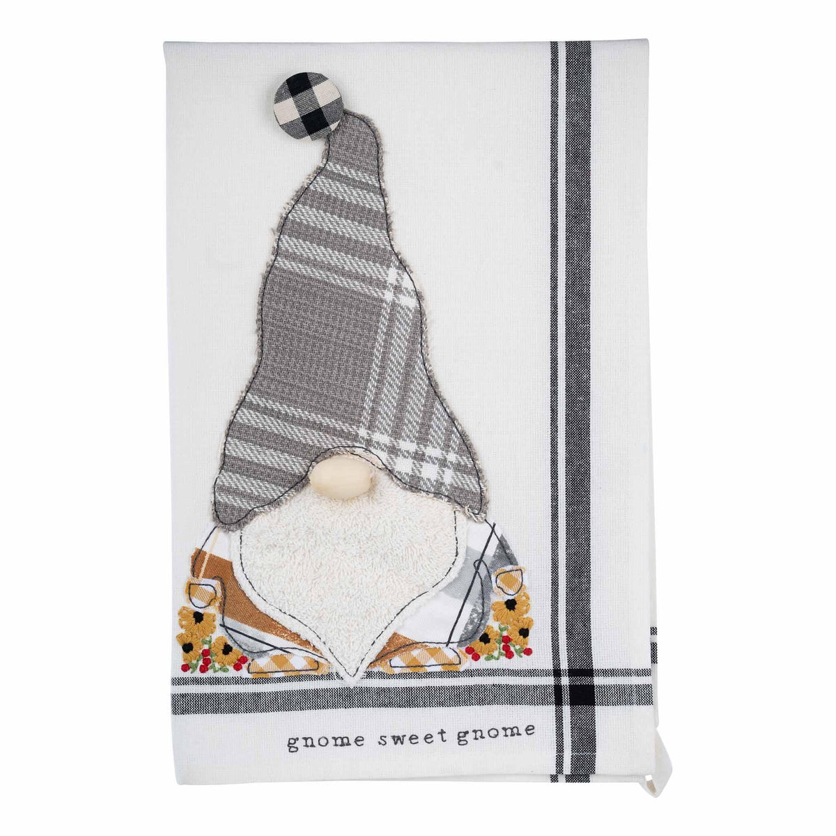 Bee Happy Spring Gnome Tea Towel 16x24, Kitchen Towel, Dish