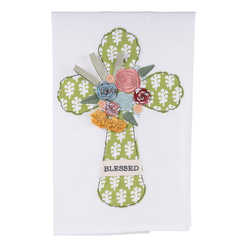 Flower Blessed Cross Tea Towel - GLORY HAUS 