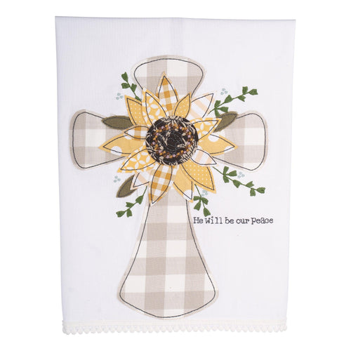 He Will Be Our Peace Cross Tea Towel - GLORY HAUS 