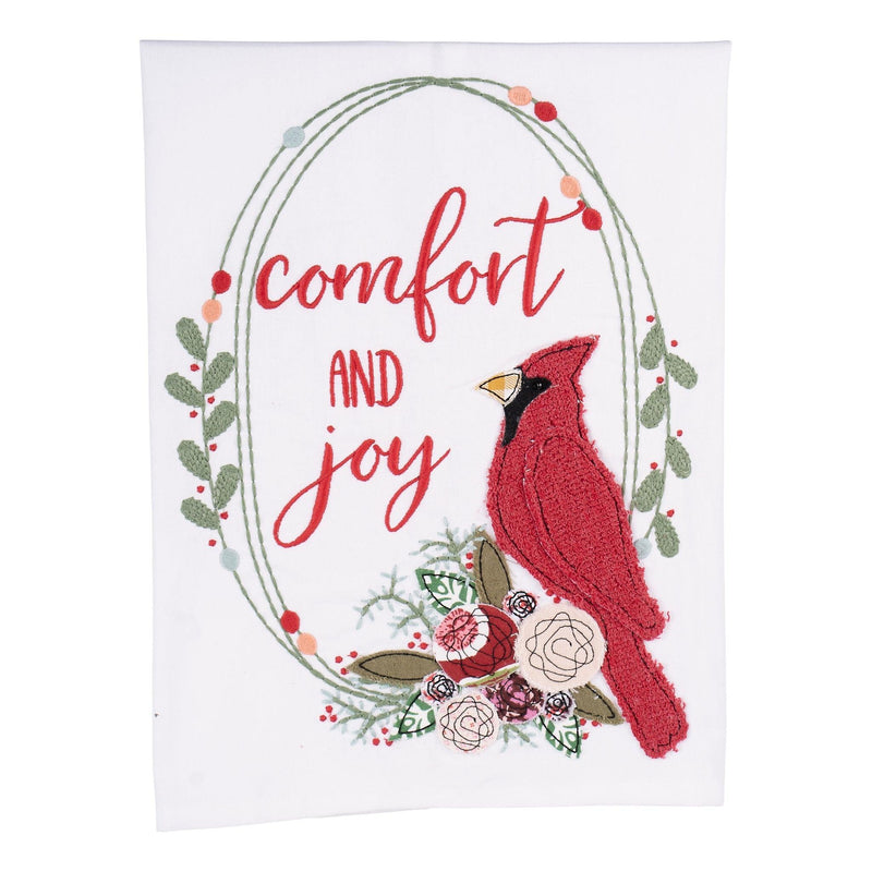 Christmas Red Bird Comfort & Joy Tea Towel - GLORY HAUS 