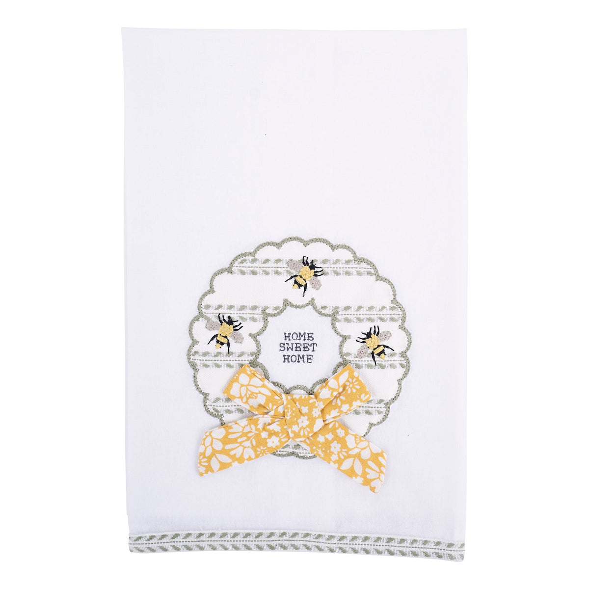 Home Sweet Home Bee Wreath Tea Towel