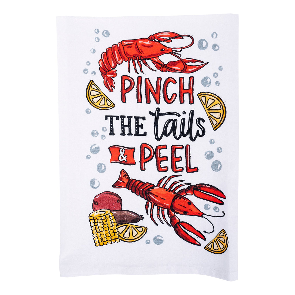 Pinch the Tails & Peel Crawfish Tea Towel