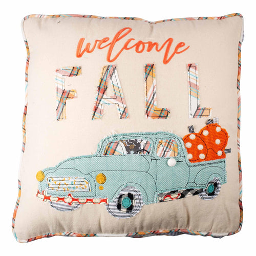 Welcome Fall Pumpkin Truck Pillow - GLORY HAUS 