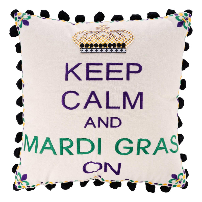 Keep Calm and Mardi Gras Pillow - GLORY HAUS 