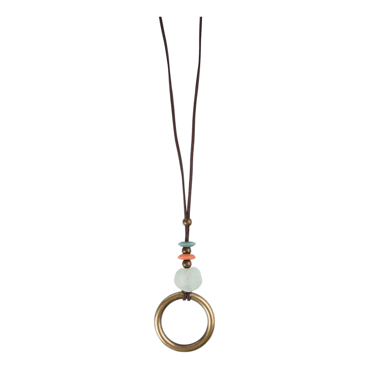 Stacked Sea Glass Bead and Brass Necklace - White - GLORY HAUS 