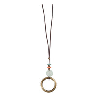 Stacked Sea Glass Bead and Brass Necklace - White - GLORY HAUS 