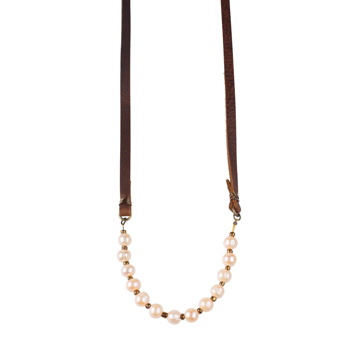Pearl & Leather Necklace - GLORY HAUS 